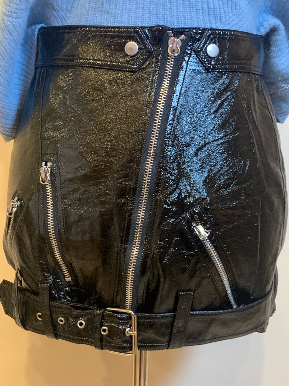 Nonchalant Label Juno Faux Leather Moto Mini Skirt Medium